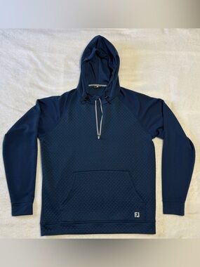 FootJoy Men’s Navy Quilted Half-Zip Hooded Pullover